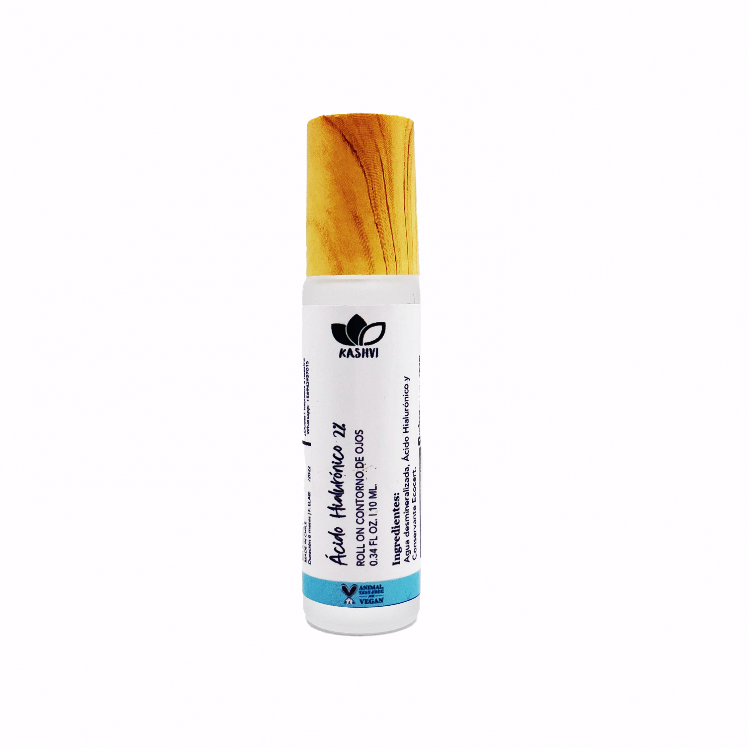 Acido Hialuronico 2% Roll on contorno ojos 10 ml fondo blanco Acido Hialurónico 2% Roll on contorno de ojos 10 ml be Kashvi - Imagen 1