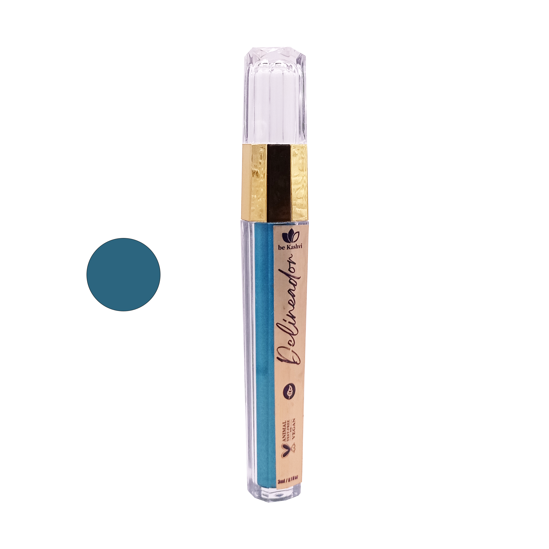 Delineador turquesa pincel 3 ml fondo blanco Delineador de ojos Líquido color Turquesa pincel 3 ml be Kashvi - Imagen 1